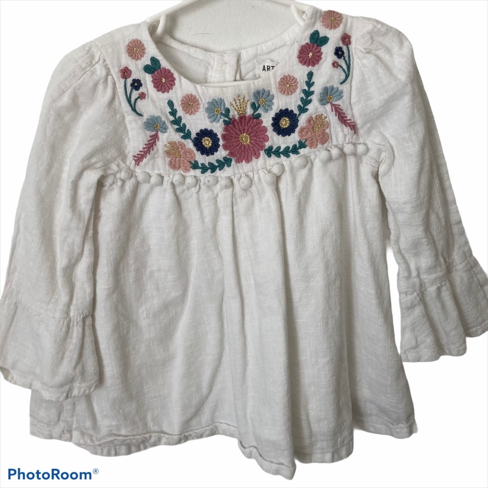 - Artisan NY White Embroidered Floral At Top 2T